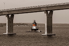 Plum Beach Light Under Jamestown Bridge Near Newport, Rhode Isla